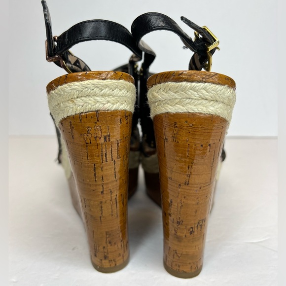 Jessica Simpson Geno Cork Platform Wedge Leather Studded Buckle Sandals Size 8M - Picture 8 of 9